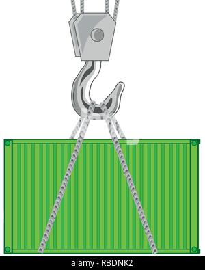 Unload of the sea container by lifting tap Stock Vector