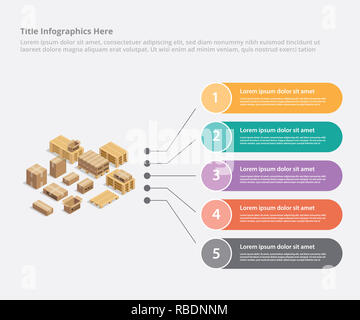 cardboard shipping infographic business data template banner for information statistic - vector illustration Stock Photo