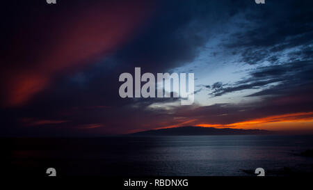 A beautiful sunset on the background of La Gomera island (Canary islands, Spain) Stock Photo