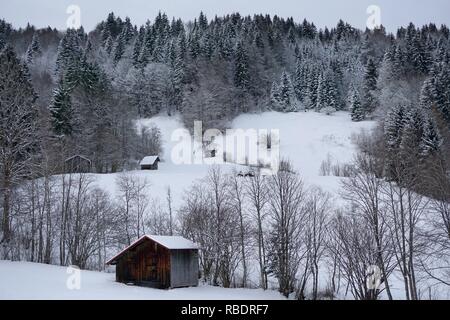 Oberstdorf, Allgäu in winter cold and snow Stock Photo