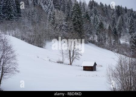 Oberstdorf, Allgäu in winter cold and snow Stock Photo