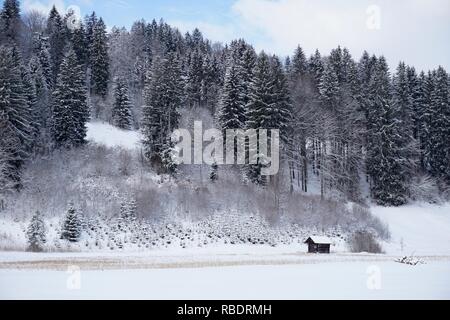 Oberstdorf, Allgäu in winter cold and snow Stock Photo