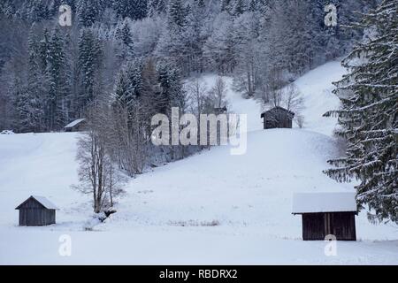 Oberstdorf, Allgäu in winter cold and snow Stock Photo