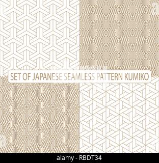 Set seamless japanese pattern kumiko for shoji screen, great design for any purposes. Japanese pattern background vector. Japanese traditional wall, s Stock Vector