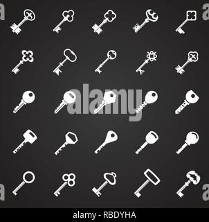 Keys icons set on black background for graphic and web design, Modern simple vector sign. Internet concept. Trendy symbol for website design web button or mobile app. Stock Vector