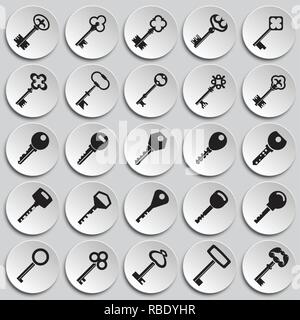 Keys icons set on plates background for graphic and web design, Modern simple vector sign. Internet concept. Trendy symbol for website design web button or mobile app. Stock Vector