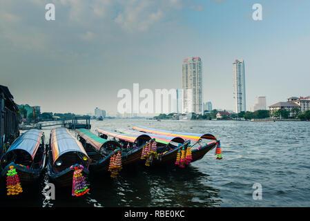 Boats on a river in Bangkok Stock Photo