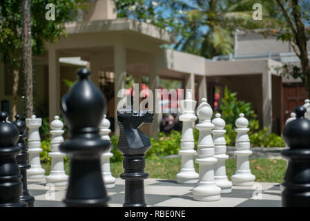 Big chessboard pieces Stock Photo