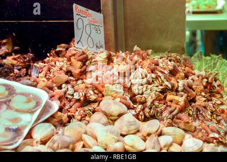 Seafood on display in Barcelona market Stock Photo