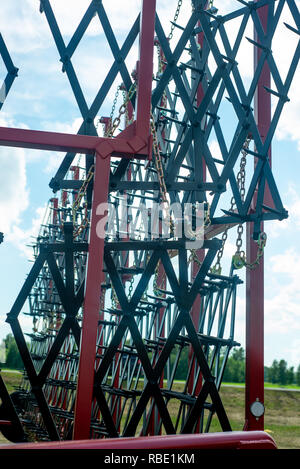 the combine harvesters photographed by a close up Stock Photo