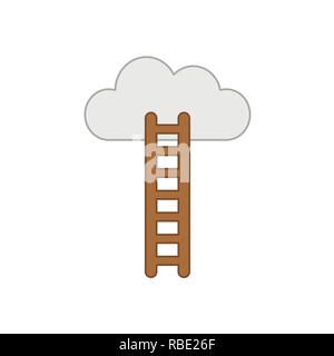 Vector illustration icon concept of cloud and wooden ladder. Colored and color outlines. Stock Vector