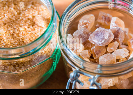 different crystal sugar in glass Stock Photo