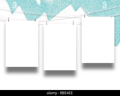 Three blank frames against abstract art background Stock Photo