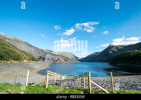 Llyn Peris lake at the base of the Dinorwig Power Station in North Wales Stock Photo