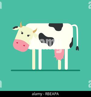 Flat cow icon. Funny flat cow. Vector illustration Stock Vector