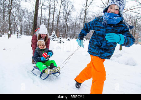 Two children boys playing outdoor in the park. Stock Photo