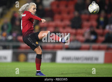 Manchester United's Alex Greenwood during the FA Continental Tyres Cup, Group Two North match at Leigh Sports Village. Stock Photo