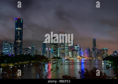 View of Brisbane City from Kangaroo Point, Brisbane Australia Stock Photo