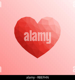 Heart in lowpoly style on bright background Stock Photo