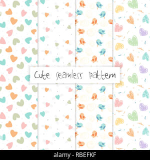 Set of seamless love pattern usefull how background or texture. Vector Illustration. Stock Photo