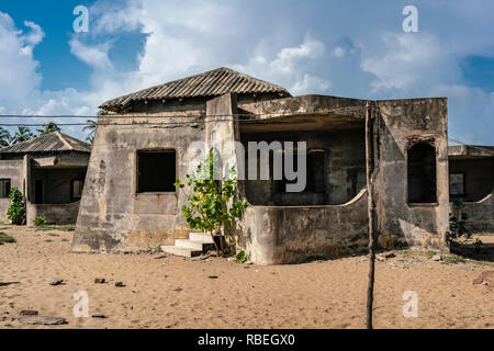 An abandoned resort on the infamous beachfront gateway port to slavery by the Door of no-return. Ouidah, Benin. Stock Photo