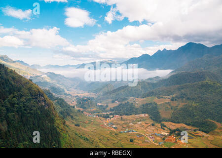 Fansipan mountain and Sapa countryside village in Vietnam Stock Photo