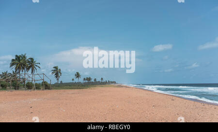 Slave Coast, on the Bight of Benin, facing the Gulf of Guinea, the infamous beachfront gateway port to slavery. Africa, Benin, Ouidah. Stock Photo