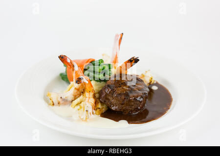 Steak and shrimp dinner Stock Photo