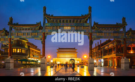 Beijing Qianmen Street at night in Beijing, China. Stock Photo