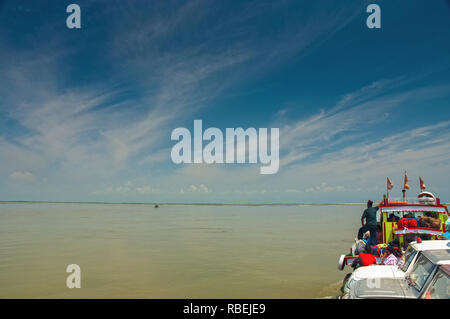 BRAHMAPUTRA RIVER, ASSAM, INDIA, April 2011, Locals  on Ferry boat for transportation Stock Photo