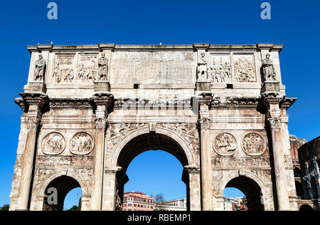 The wonderful and decorated triumphal Arch of Constantine in Rome - Italy Stock Photo
