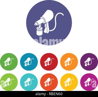 Air paint sprayer icons set vector color Stock Vector