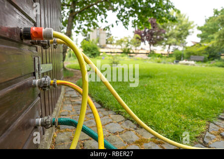 garden, pump, water connections Stock Photo