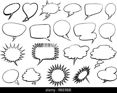Set of comic speech bubbles. Doodle vector illustration Stock Vector