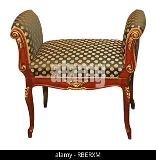 Small short Victorian style decorative stool isolated on white background with clipping path included Stock Photo