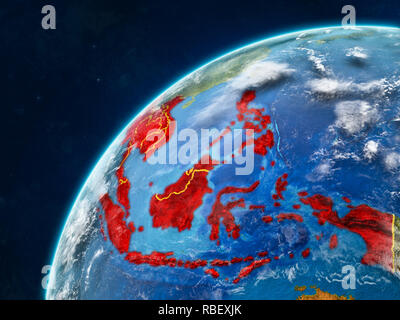 South Asia on realistic model of planet Earth with country borders and ...