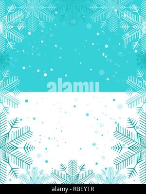 Winter template, light blue and white background, snowflake frame Stock Vector