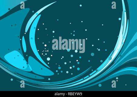 Blue background, abstract toned wave rounded shape, monochrome template Stock Vector