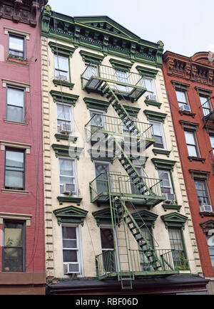 New York tenements, East 6th Street, East Village, Manhattan, New York City, NYC, NY, USA Stock Photo