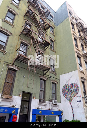 New York tenements, East 6th Street, East Village, Manhattan, New York City, NYC, NY, USA Stock Photo