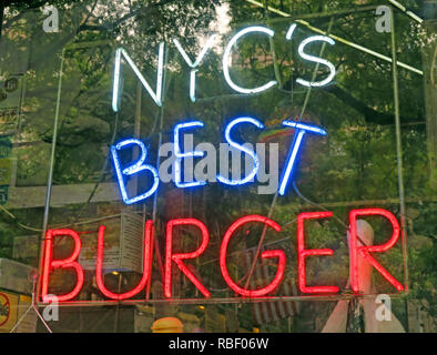 New York Citys Best Burger neon sign, NYCs Best Burger, East Village, Manhattan,  NY, USA Stock Photo