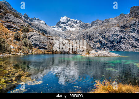 Laguna Churup in Huascaran National Park in Peru. Stock Photo