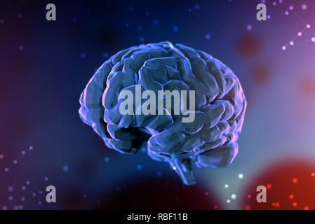 3d illustration digital brain on abstract background. The concept of artificial intelligence and the limitless possibilities of the mind Stock Photo