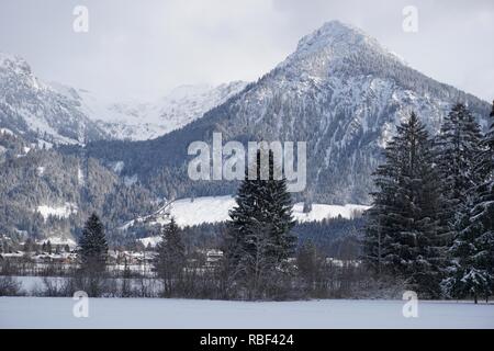 Oberstdorf, Allgäu in winter cold and snow Stock Photo