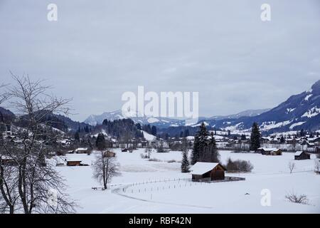 Oberstdorf, Allgäu in winter cold and snow Stock Photo