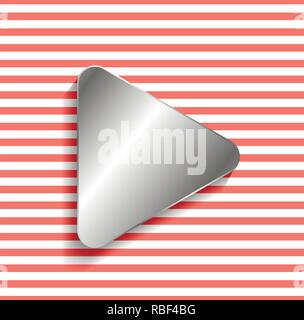 Creative vector cover design with metallic play button on striped background. Stock Vector