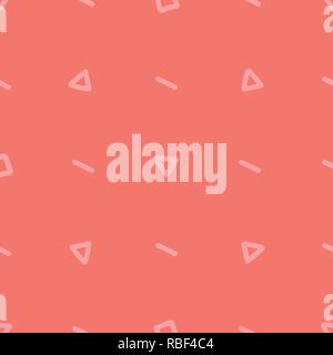 Modern flat seamless vector background with hand drawn geometric shapes on living coral color. Stock Vector