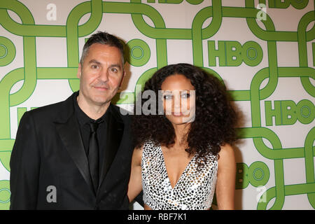 January 6, 2019 - Beverly Hills, CA, USA - LOS ANGELES - JAN 6:  Ol Parker, Thandie Newton at the 2019 HBO Post Golden Globe Party at the Beverly Hilton Hotel on January 6, 2019 in Beverly Hills, CA (Credit Image: © Kay Blake/ZUMA Wire) Stock Photo