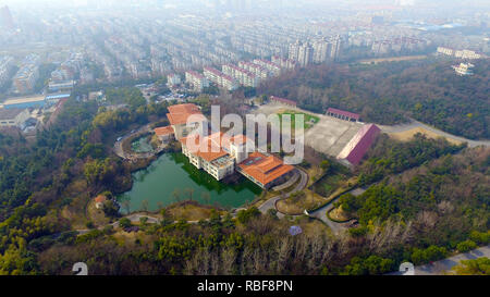 Beijing, China. 26th Feb, 2017. Aerial photo taken on Feb. 26, 2017 shows a view of the Paotaiwan state wetland park in Wusong of Shanghai, east China. The park used to be the location for steel slag and iron sand mining station. In November 2013, the 18th Central Committee of the Communist Party of China held its third plenary session to focus on comprehensively deepening reform. In the five years after the session, China's ecological civilization system has been rapidly taking shape and the ecological environment is significantly improved. Credit: Pei Xin/Xinhua/Alamy Live News Stock Photo