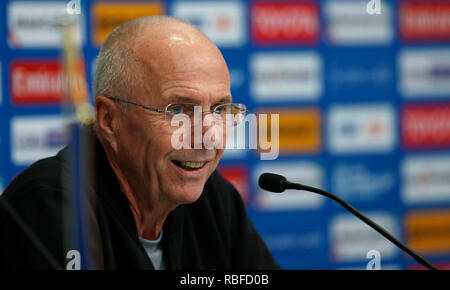 Abu Dhabi, U.A.E. 10th Jan, 2019. The philippines' head coach Sven Goran Eriksson speaks during the press conference prior to the AFC Asian Cup UAE 2019 match between China and the Philippines in Abu Dhabi, U.A.E, Jan. 10, 2019. Credit: Ding Xu/Xinhua/Alamy Live News Stock Photo